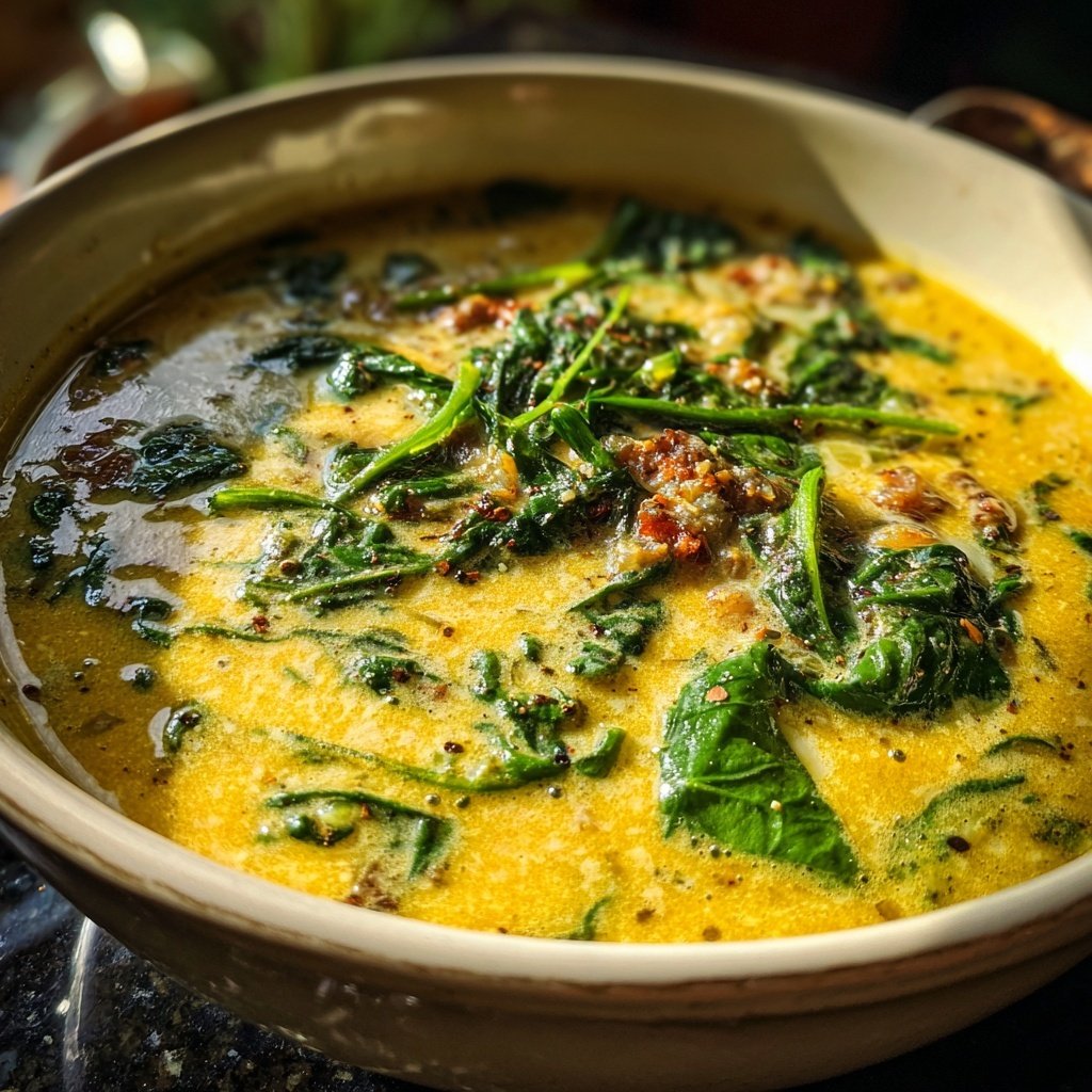 Linsensuppe mit Spinat