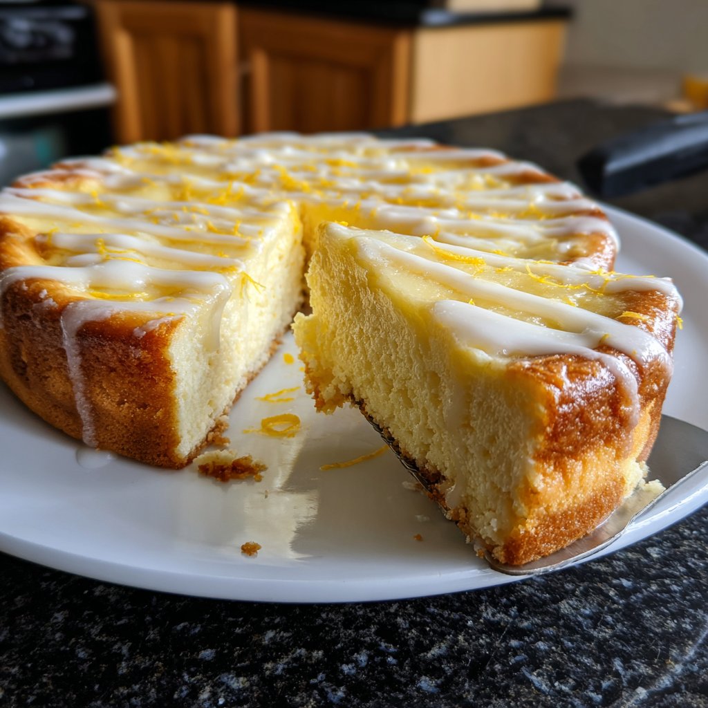 Käsekuchen mit Zitronenguss
