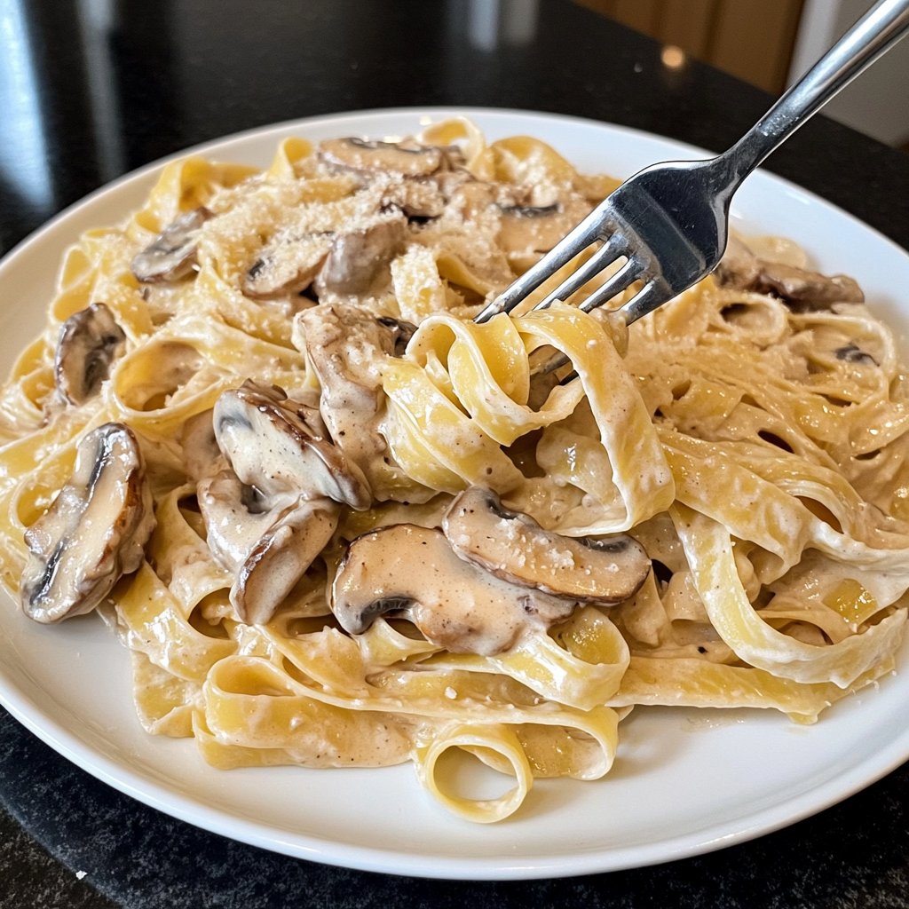 Tagliatelle mit Pilzrahm