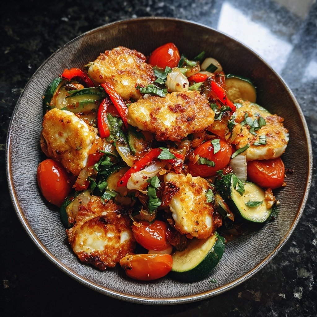Vegetarische Gemüsepfanne Mit Halloumi