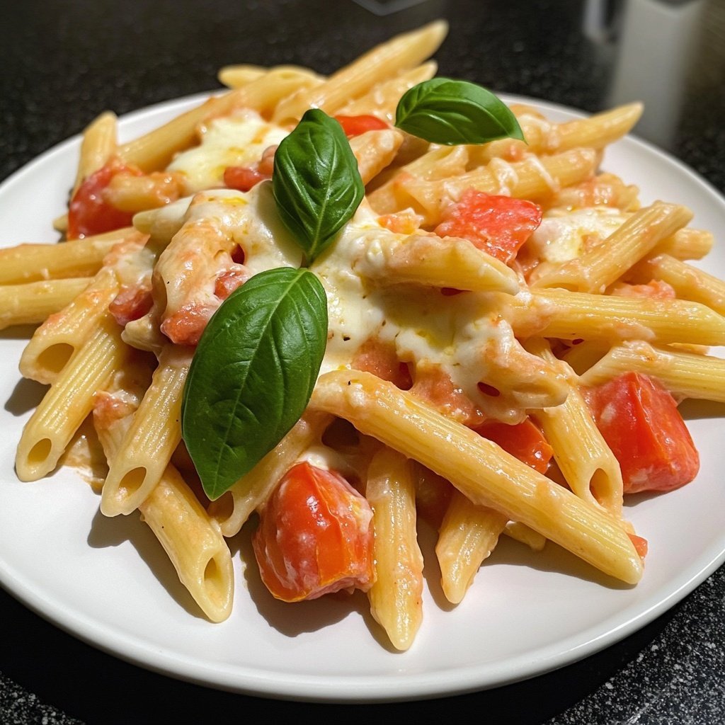 Penne mit Tomaten und Mozzarella